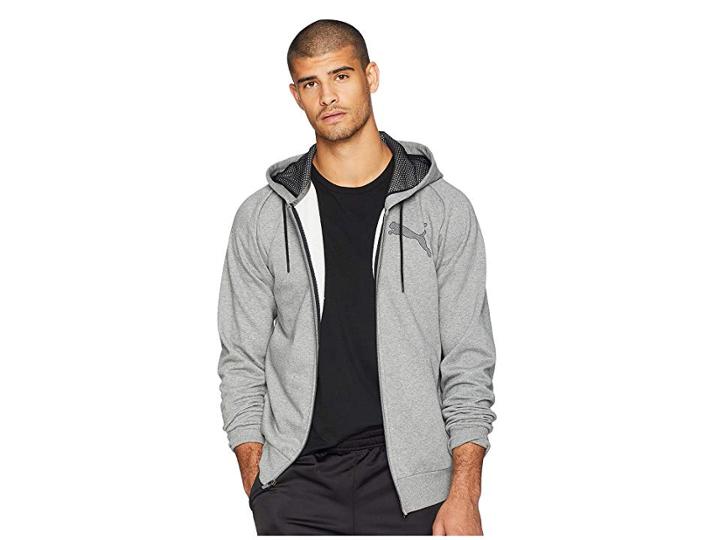 Puma P48 Modern Sport Full Zip Fleece Hoodie (medium Gray Heather) Men's Sweatshirt
