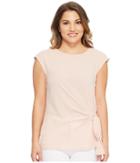 Vince Camuto Specialty Size Petite Sleeveless Mix Media Tie Front Blouse (wild Rose) Women's Blouse