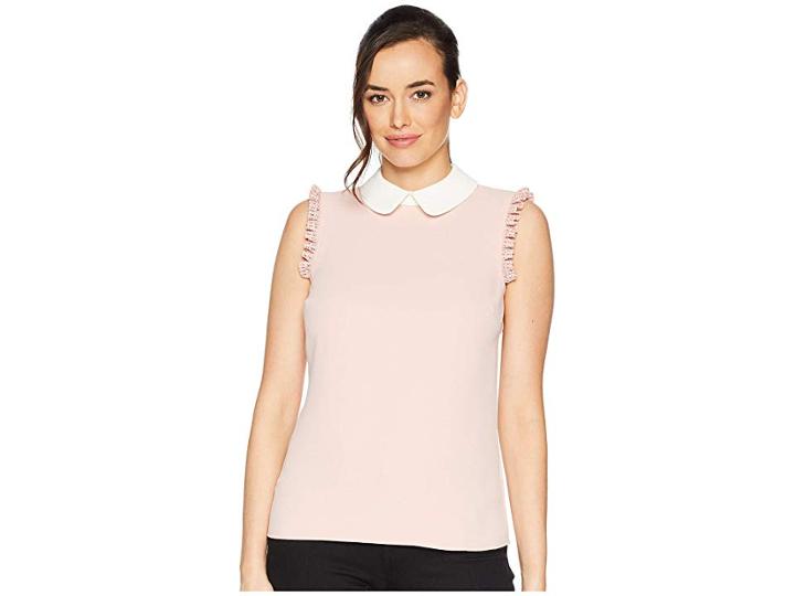 Cece Sleeveless Collared Blouse W/ Trim (bouquet Pink) Women's Blouse