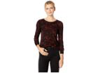 Michael Michael Kors Eden Rose Crew Long Sleeve Sweater (black/red Currant) Women's Sweater