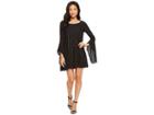 American Rose Alexa Sparkle Striped Bell Sleeve Dress (black) Women's Dress