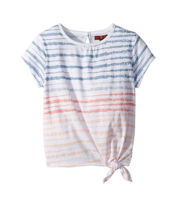 7 For All Mankind Kids Tie Front Top (little Kids) (stripe) Girl's T Shirt