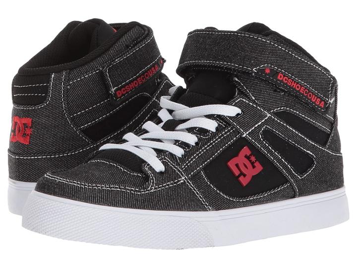 Dc Kids Pure High-top Tx Se Ev (little Kid/big Kid) (black/red/white) Boys Shoes