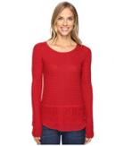 Lucky Brand Lace Mix Sweater (rio Red) Women's Sweater