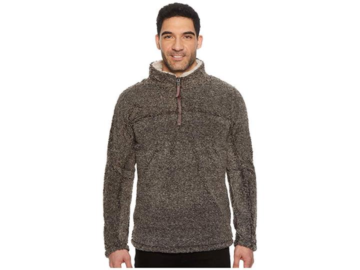 True Grit Luxe Melange Shearling 1/4 Zip Pullover (charcoal) Men's Clothing