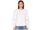 See By Chloe Long Sleeve T-shirt With Lace Insert (white Powder) Women's Clothing