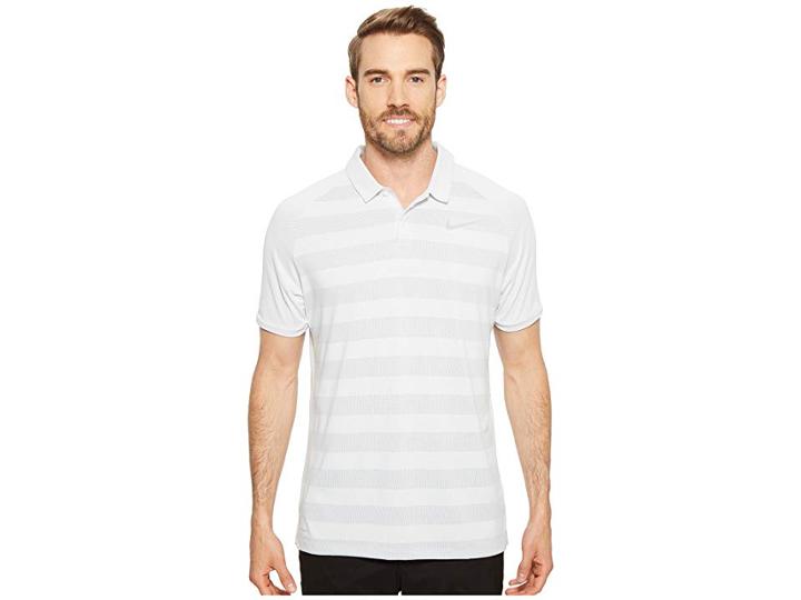 Nike Golf Zonal Cooling Stripe Polo (white/flat Silver) Men's Clothing