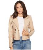 Blank Nyc Floral Embroidered Studded Moto Jacket In Natural Romance (natural Romance) Women's Coat
