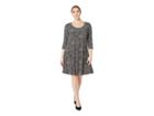 Anne Klein Plus Size Ity Long Sleeve Shirtdress (anne Black/anne White) Women's Clothing