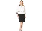 Tahari By Asl Plus Size Crepe Framed Skirt Suit With Gold Finish (ivory White/black) Women's Suits Sets
