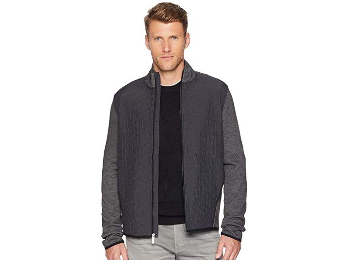 Perry Ellis Quilted Full Zip Jacket (black) Men's Coat