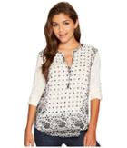 Lucky Brand Printed Henley (natural Multi) Women's Long Sleeve Pullover