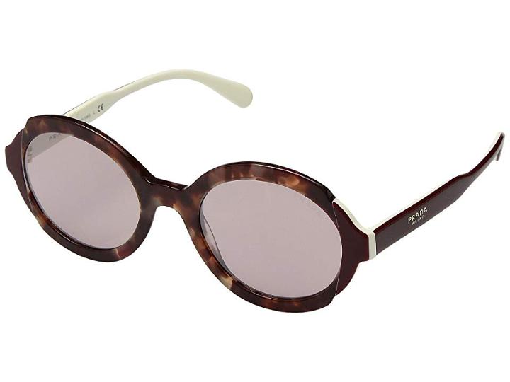 Prada 0pr 17us (grey Havana/top Bordeaux Ivory/violet Mirror Silver) Fashion Sunglasses