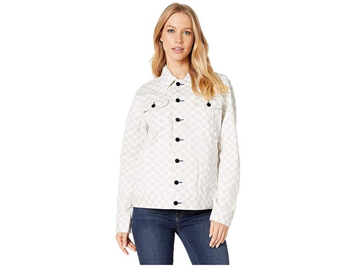 Juicy Couture Jc Check Denim Jacket (jc Check Grey Wash) Women's Clothing