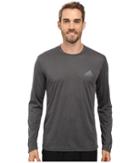 Adidas Essential Tech Long Sleeve Tee (dark Grey Heather/vista Grey) Men's Long Sleeve Pullover