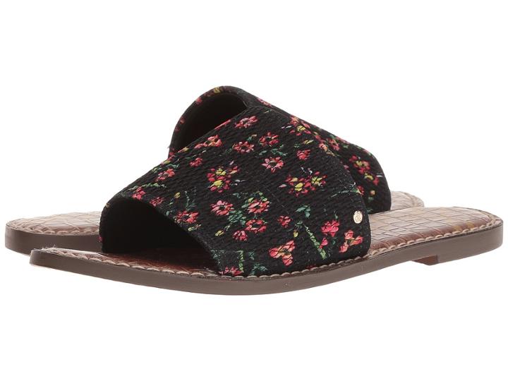 Sam Edelman Gio 2 (black Multi Smocked Floral Print) Women's Sandals