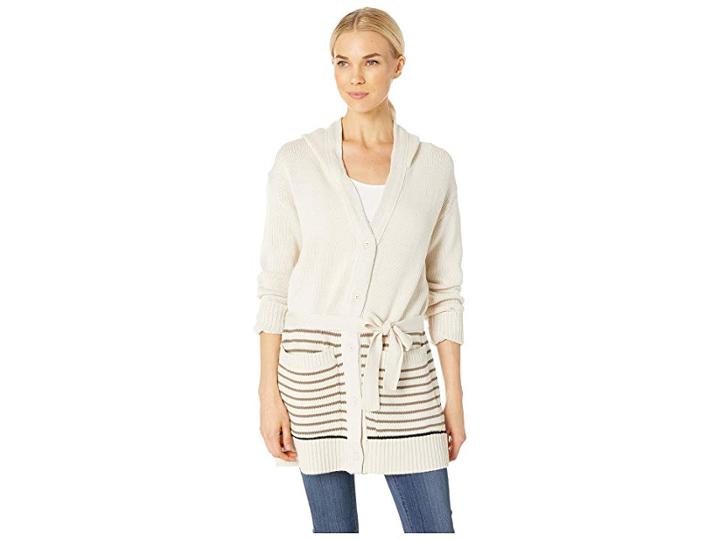 Carve Designs Williamette Hooded Cardigan (birch Mariner) Women's Clothing
