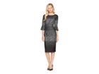 London Times Elbow Sleeve W/ Ruffle Sheath Dress (black/grey) Women's Dress