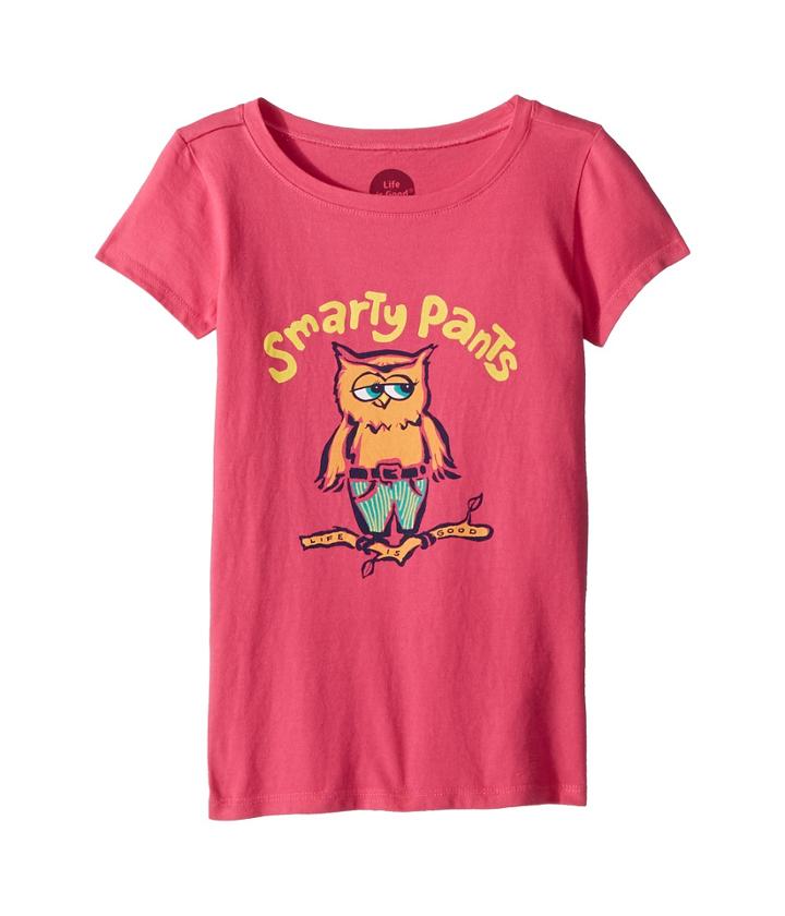 Life Is Good Kids Smarty Pants Crusher Tee (little Kids/big Kids) (fiesta Pink) Girl's T Shirt