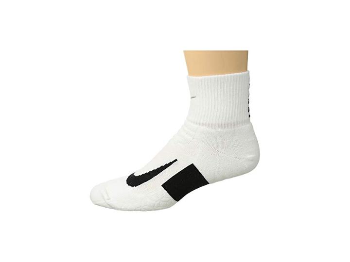 Nike Elite Cushion Quarter Running Socks (white/black/black) Quarter Length Socks Shoes