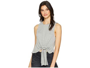 Astr The Label Tie Front Knit Tank Top (heather Grey) Women's Sleeveless