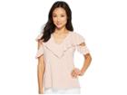 Lanston Cold Shoulder Ruffle Tee (blush) Women's T Shirt