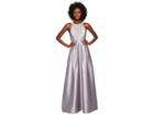 Adrianna Papell Long Halter Mikado Gown With Beaded Detail (silver) Women's Dress