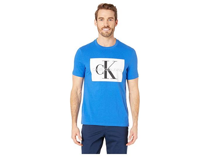 Calvin Klein Jeans Box Monogram Crew Neck Short Sleeve Tee (nautical Blue) Men's T Shirt
