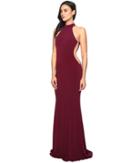 Faviana Jersey Halter W/ Illusion Cut Out 7943 (bordeaux) Women's Dress