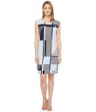 Calvin Klein All Over Print Zipper Dress (twilight Multi) Women's Dress