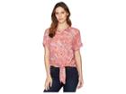 Mod-o-doc Printed Rayon Tie-front Shirt (coral Paisley) Women's Short Sleeve Button Up