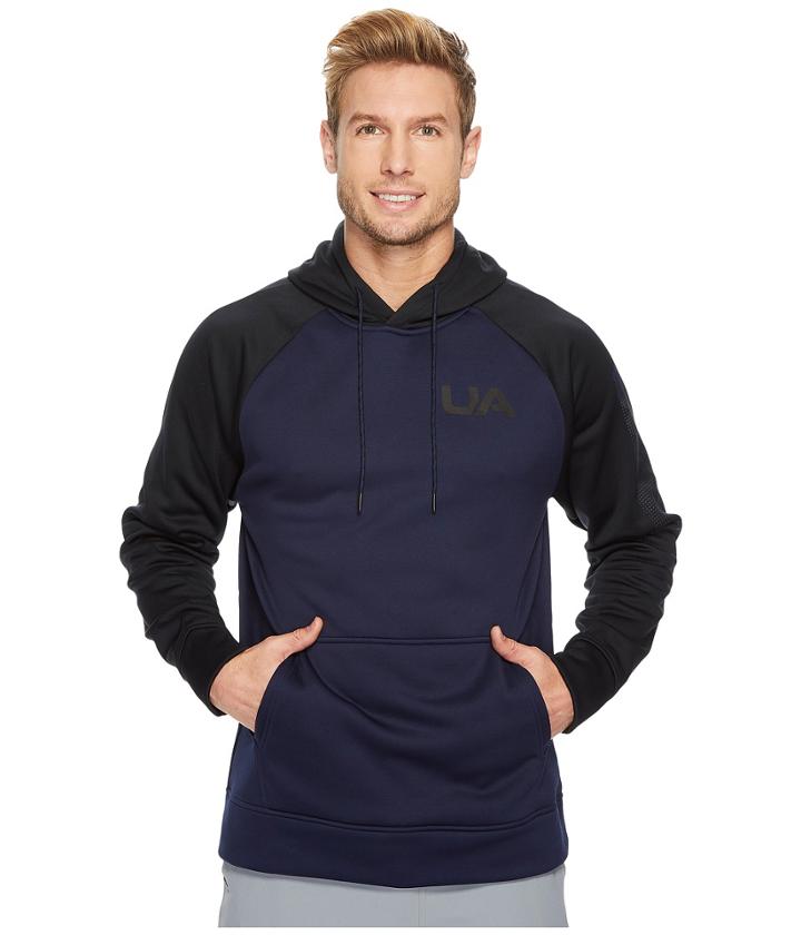 Under Armour Armour Fleece Color Block Pullover Hoodie (midnight Navy/black) Men's Sweatshirt