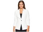 Tahari By Asl Crepe One-button Rouched Sleeve Jacket (ivory) Women's Coat