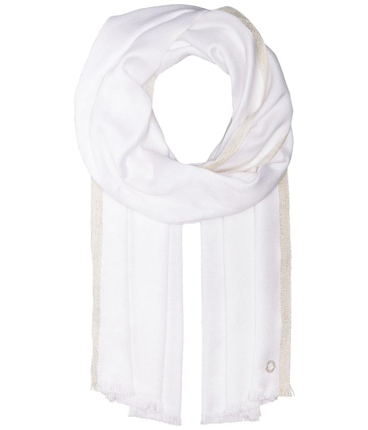 Calvin Klein Satin Pashmina With Lurex Border (eggshell) Scarves