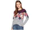 Joules Harbour Printed Jersey Top (burgundy Bircham Bloom Stripe) Women's Clothing