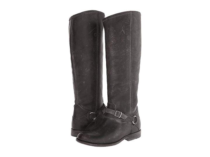 Frye Phillip Ring Tall (black Polished Stonewash) Women's Pull-on Boots