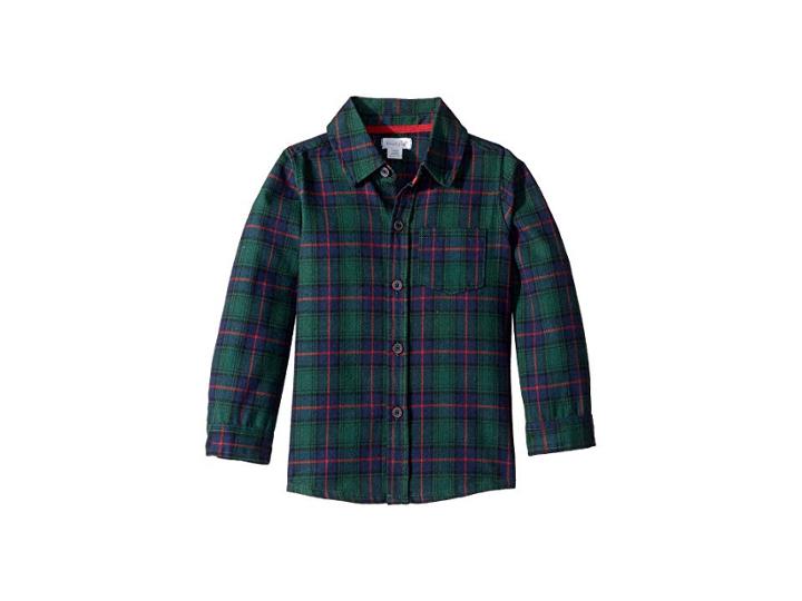 Mud Pie Blackwatch Plaid Button Down Long Sleeve Shirt (infant/toddler) (green) Boy's Long Sleeve Button Up