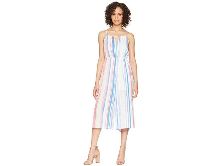 Jack By Bb Dakota Lovy Watercolor Stripe Printed Cropped Jumpsuit (cloud White) Women's Jumpsuit & Rompers One Piece