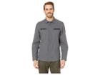 Kenneth Cole New York Long Sleeve Zipper Pocket Solid Shirt (flannel Heather) Men's Clothing