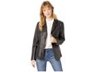 Via Spiga Leather Blazer (black) Women's Jacket