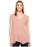 Mod-o-doc Pinstripe Jersey Short Sleeve Tee With Pointed Hem (coral) Women's T Shirt
