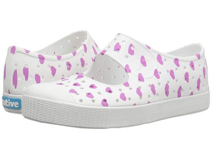 Native Kids Shoes Juniper Print (little Kid) (shell White/shell White/peace Purple Heart Print) Girls Shoes