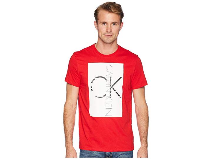 Calvin Klein Short Sleeve Big Box Logo Tee (red Clash) Men's T Shirt