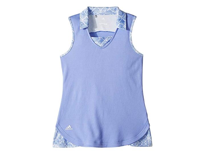 Adidas Golf Kids Fashion Print Sleeveless Polo (big Kids) (chalk Purple) Girl's Clothing