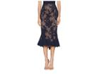 Marchesa Lace Fit And Flare Pencil Skirt W/ Lace Scallop At Hem (navy) Women's Skirt