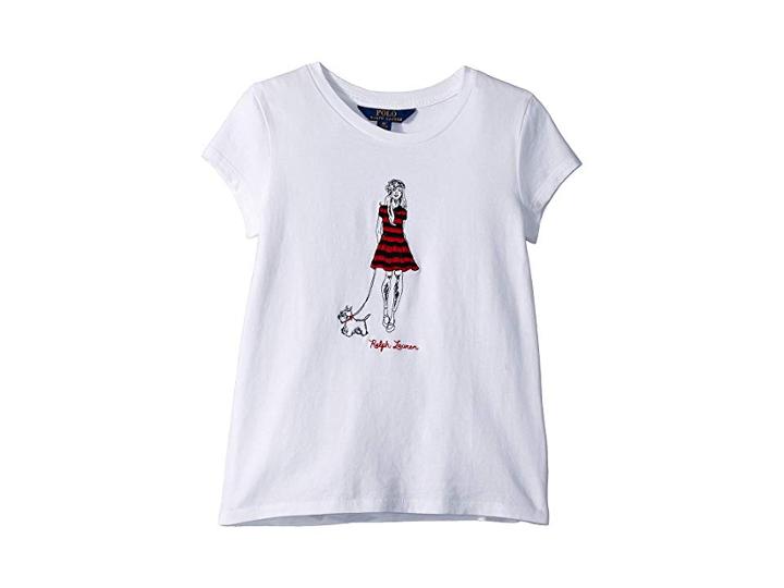 Polo Ralph Lauren Kids Embroidered Cotton T-shirt (little Kids) (white/red) Girl's T Shirt