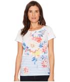 Joules Nessa Printed Jersey T-shirt (white Stripe Whitstable Floral) Women's T Shirt
