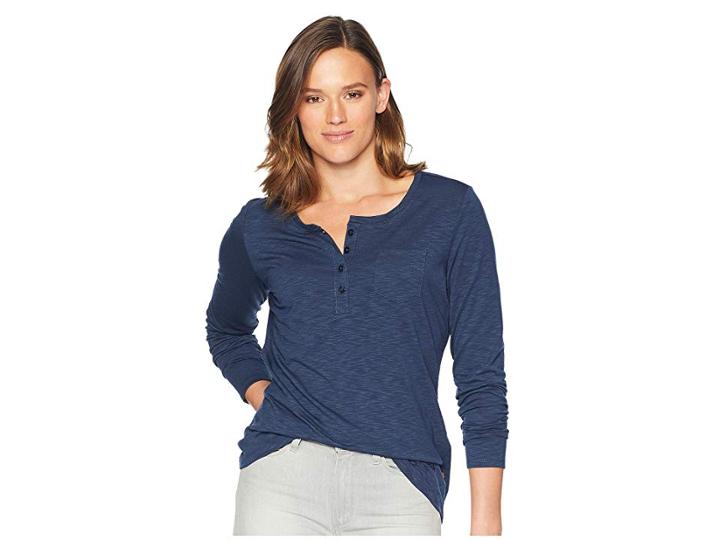Jack Wolfskin Winter Travel Henley (midnight Blue) Women's Clothing
