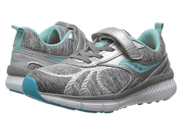 Saucony Kids Velocity A/c (little Kid) (silver/turquoise) Girls Shoes