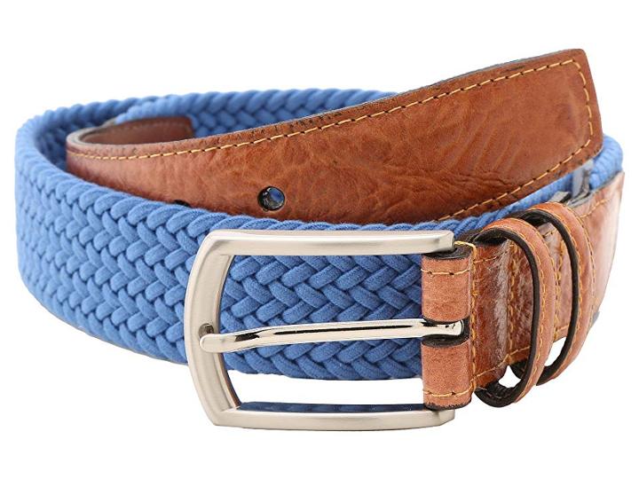 Torino Leather Co. 32mm Italian Woven Multi Cotton Elastic (royal) Men's Belts